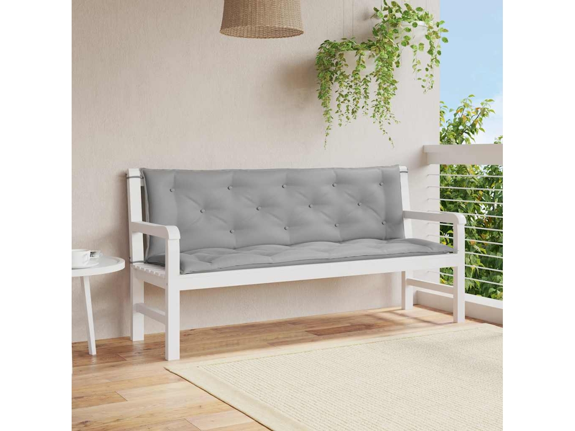 Vidaxl Almofadão Banco Jardim 150x(50+50)x7cm Tecido Oxford Cinzento