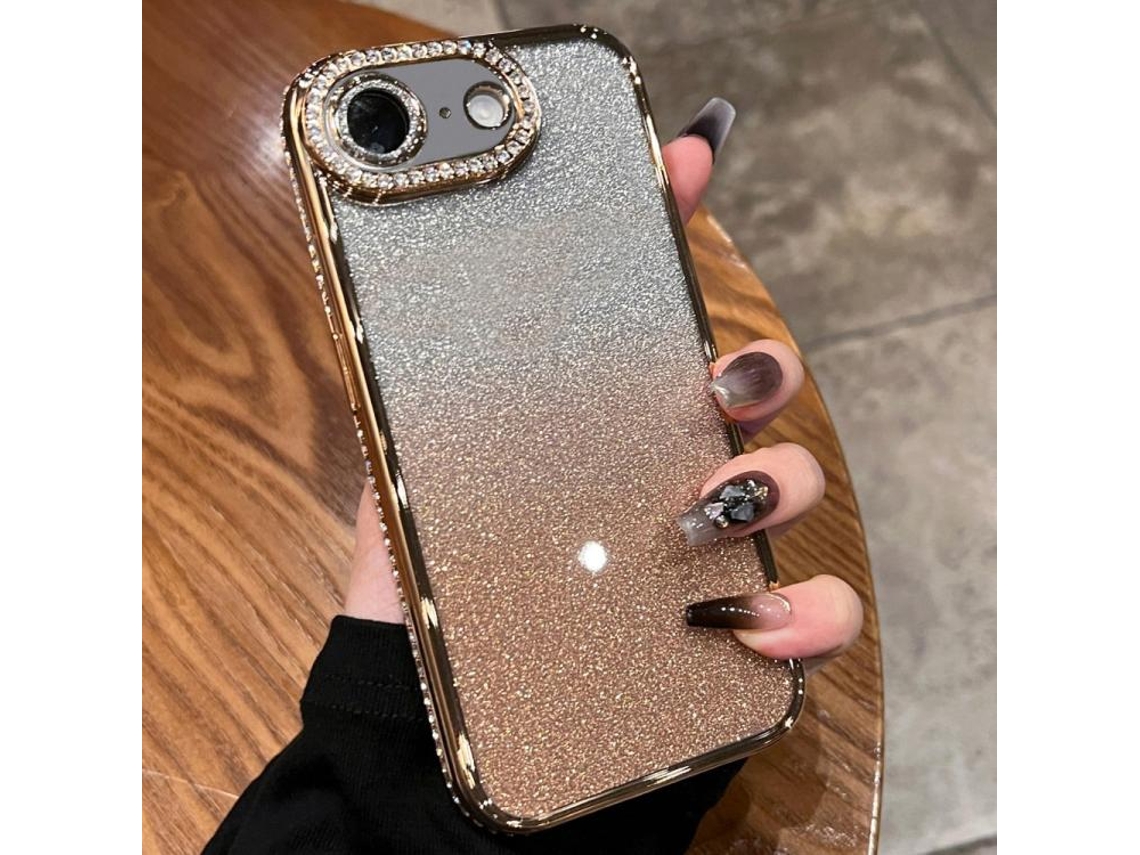 Capa De Tpu Para Iphone 16e - Glitter Degradê De Diamante