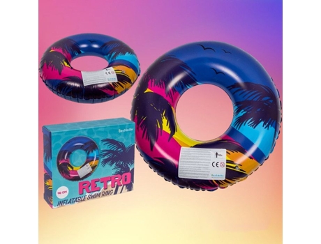 Bóia Inflável Palmbuoy Design Retro Palmeira E Pôr Do Sol 90 Cm Pvc Durável Unissex