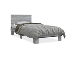 Bed Frame, Bed Frames Vidaxl Cinzeto Madeira Processada (75 X 190 Cm)