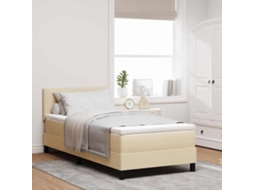 Vidaxl Cama Box Com Fitas Led Com Cabeceira Creme 100 X 200 Cm Tecido