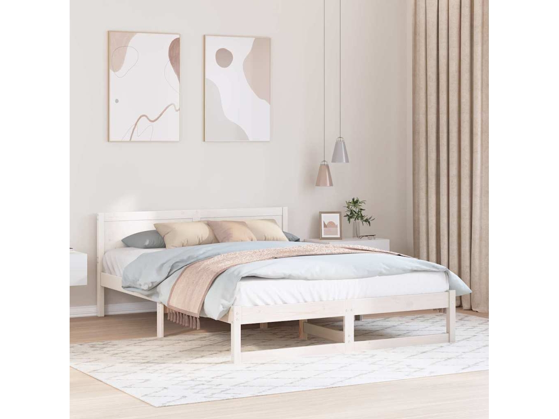 Vidaxl Estrutura da Cama com Cabeceira Branco 140 X 200 Cm
