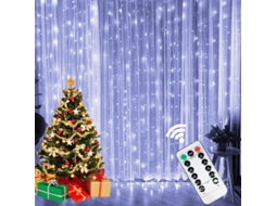 Cortina De Luz Led (luz Branca 6x1m), Com Plugue Usb E Controle Remoto, 8 Modos De Iluminação.
