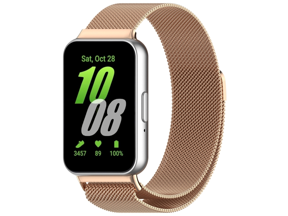 Bracelete para Samsung Galaxy Fit 3 Malha de Aço Milanês Metal Ouro Rosa XIAOMOYU