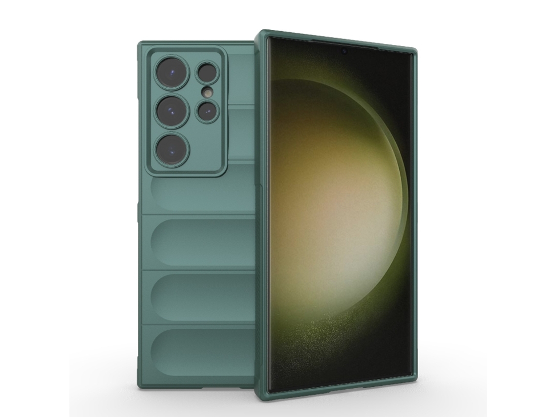 Capa Halinuia Para Samsung Galaxy S24 Ultra 5g Magic Shield Tpu Flanela Verde Escuro (proteção Integral, Interior Em Flanela)