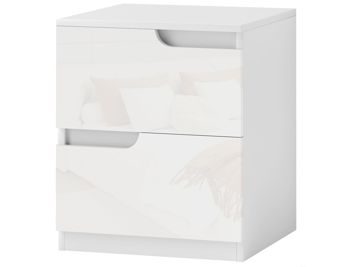 Mesa De Cabeceira Moderna De Com Gavetas Auxiliar Para Dormitório Sala De Estar 40x40x48 Cm Branco