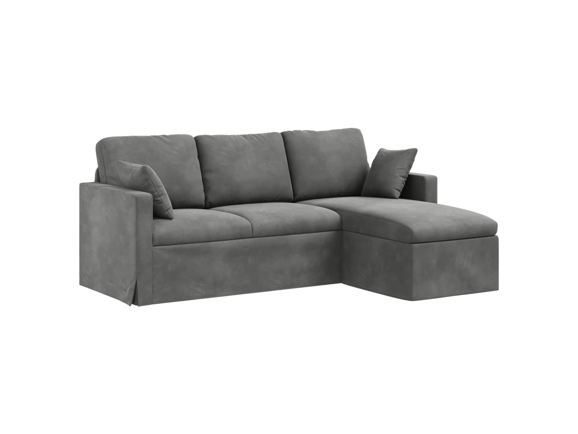 Sofá de Relaxamento HARLANV1 cinza escuro 198x134x80 cm veludo