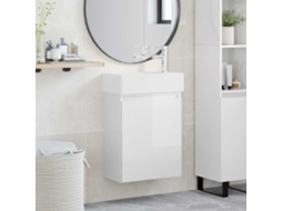 Vidaxl Conjunto De Móveis De Banheiro Com Torneira Branco Brilhante