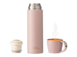 2026 botella Térmica de Acero Inoxidable 500ml Con Taza Anti fugas para Mujer Con Mango Dorado Y Botón de Apertura