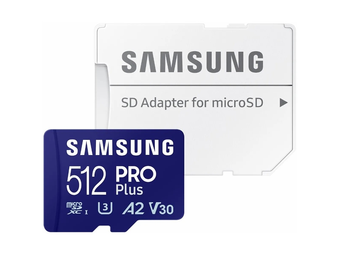 Cartão Micro Sd de 512 Gb Uhs-I U3 Full Hd 4K Uhd 180Mb/S Leitura 130Mb/S Gravação Cartão de Memória Incl. Adaptador Sd 2023 SAMSUNG Pro Plus