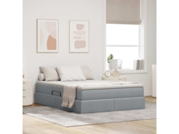 Vidaxl Cama Com Arrumação E Colchão Cinzento-claro 140 X 200 Cm