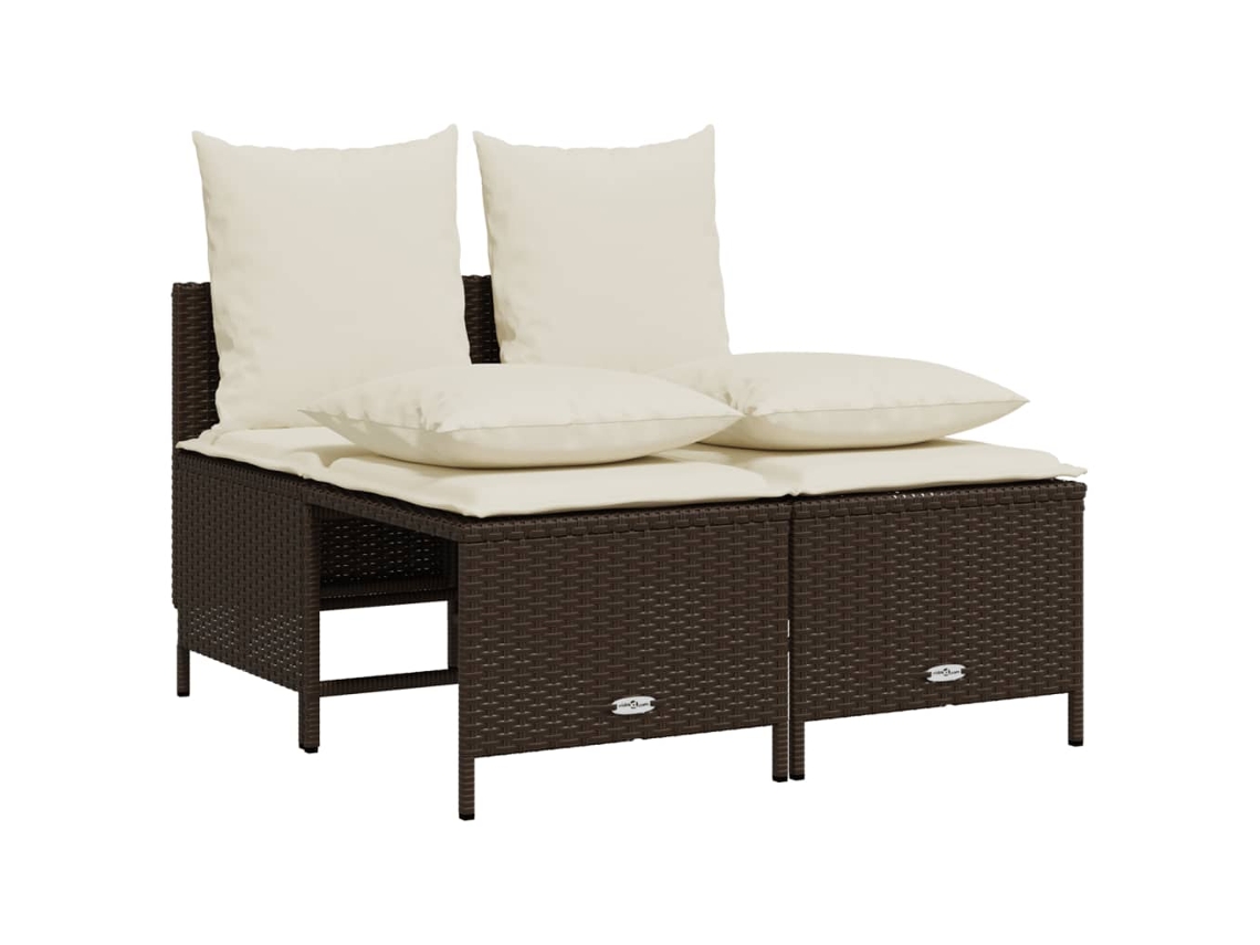Conjunto de 4 Sofás de Jardim com Almofadões Vime Pe Castanho MAISON EXCLUSIVE (4 pcs)