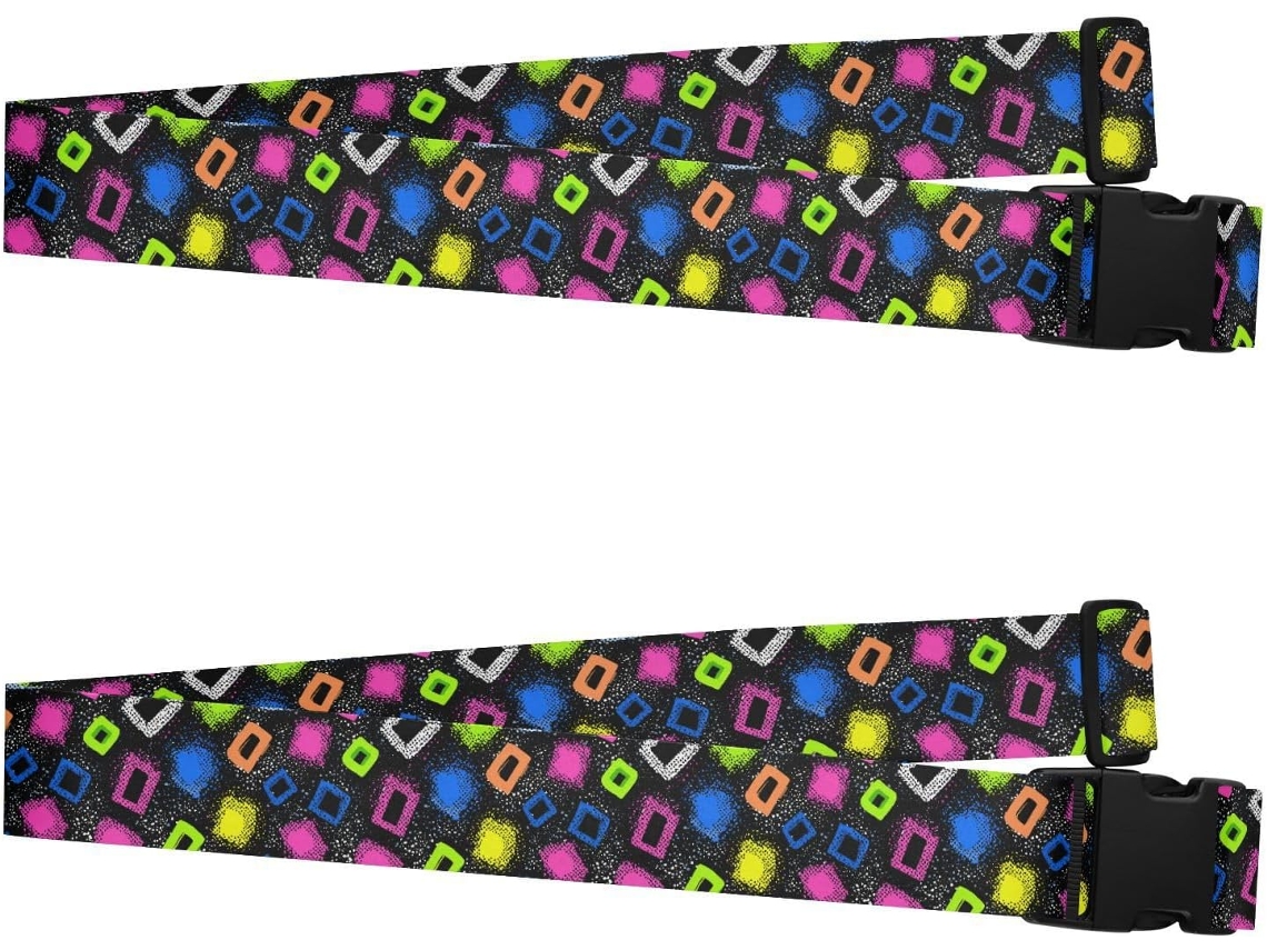 Conjunto De 2 Cintas Quadradas Bagagem Com Bolinhas Coloridas Identificador Ajustável Viagens E Mão Acessórios