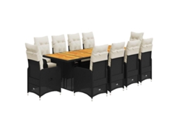 Maison Exclusive - 11 Pcs Conjunto De Bistrô P/ Jardim C/ Almofadões Vime Pe Preto