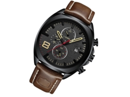 Relógio masculino casual de negócios com movimento de quartzo e cronógrafo - Ideal para presente.