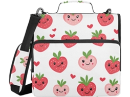 Organizador de Lápis em Formato de Coração Morango com Alça Ombro, Diversas Bolsas, 3, 8cm, Formato com 3 Compartimentos
