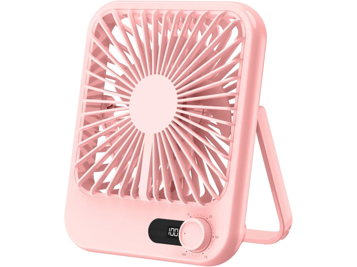 Ventoinha de Mesa Portátil HENTEN HOME recarregável USB, digital, 100 velocidades, rosa