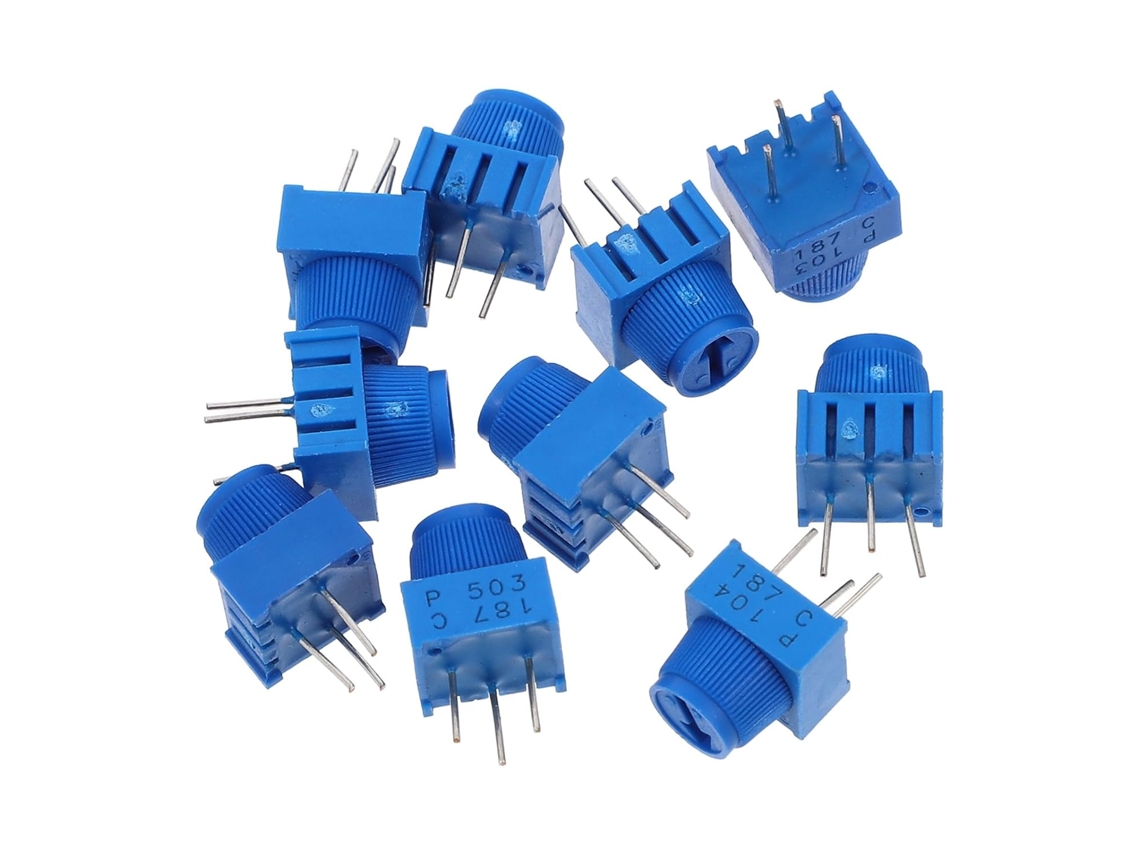 Potenciômetros Ajustáveis 3386p Com Botão E Kit De Durabilidade Com 10 Resistores Variáveis De Plástico.