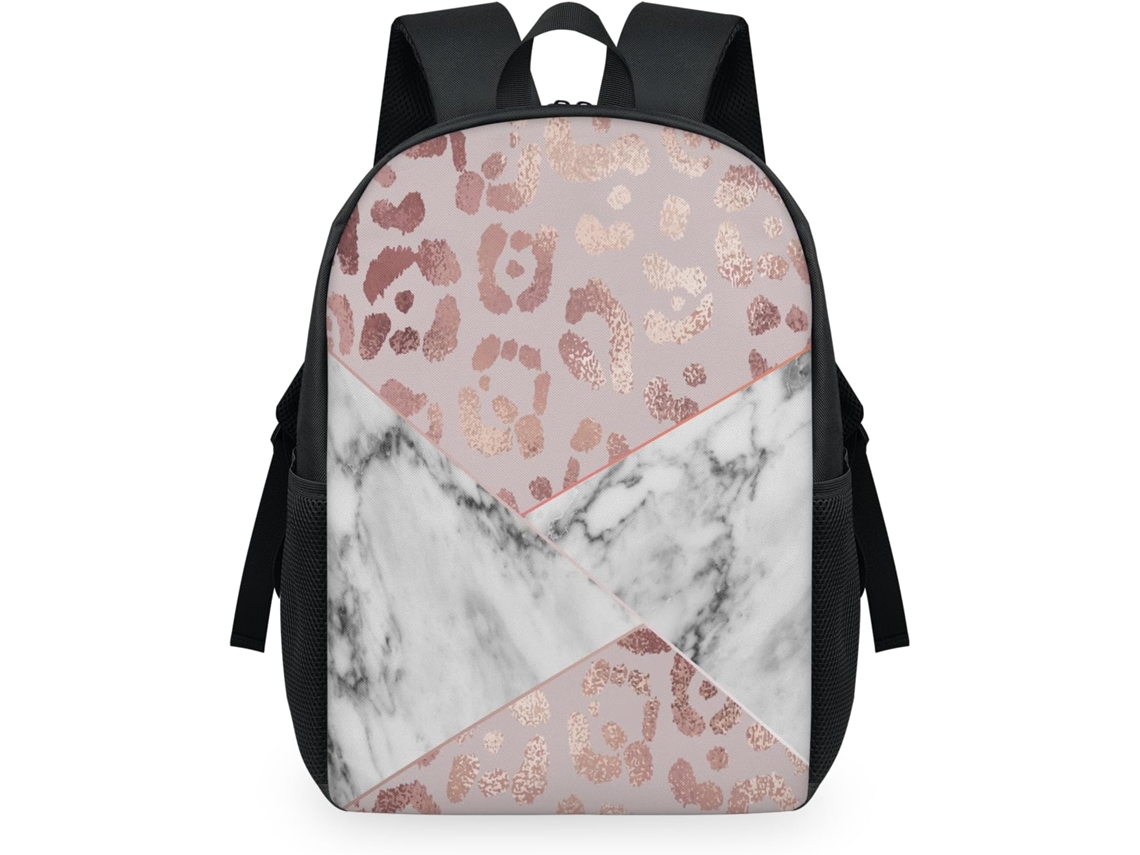 Mochila Tropicallife com Estampa de Leopardo e Mármore para Crianças 32 5 X 15 X 44 9 Cm Tecido de Malha Estam