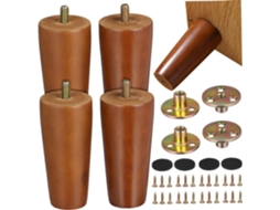 Tehaux Conjunto De 4 Pés Elegantes Para Móveis, Em Madeira Maciça, Para Sofá, Cama, Mesa E Armário Fácil Instalação