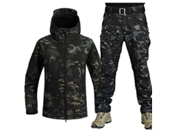 Conjunto Chaqueta E Calça Camuflagem Homem Impermeável Antivento Inverno Tático Elfo Da Noite L