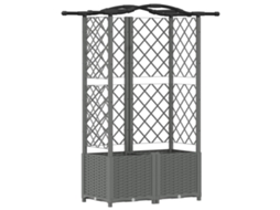 Vidaxl Cama Elevada Com Treliça E Telhado Cinzento-claro Pp