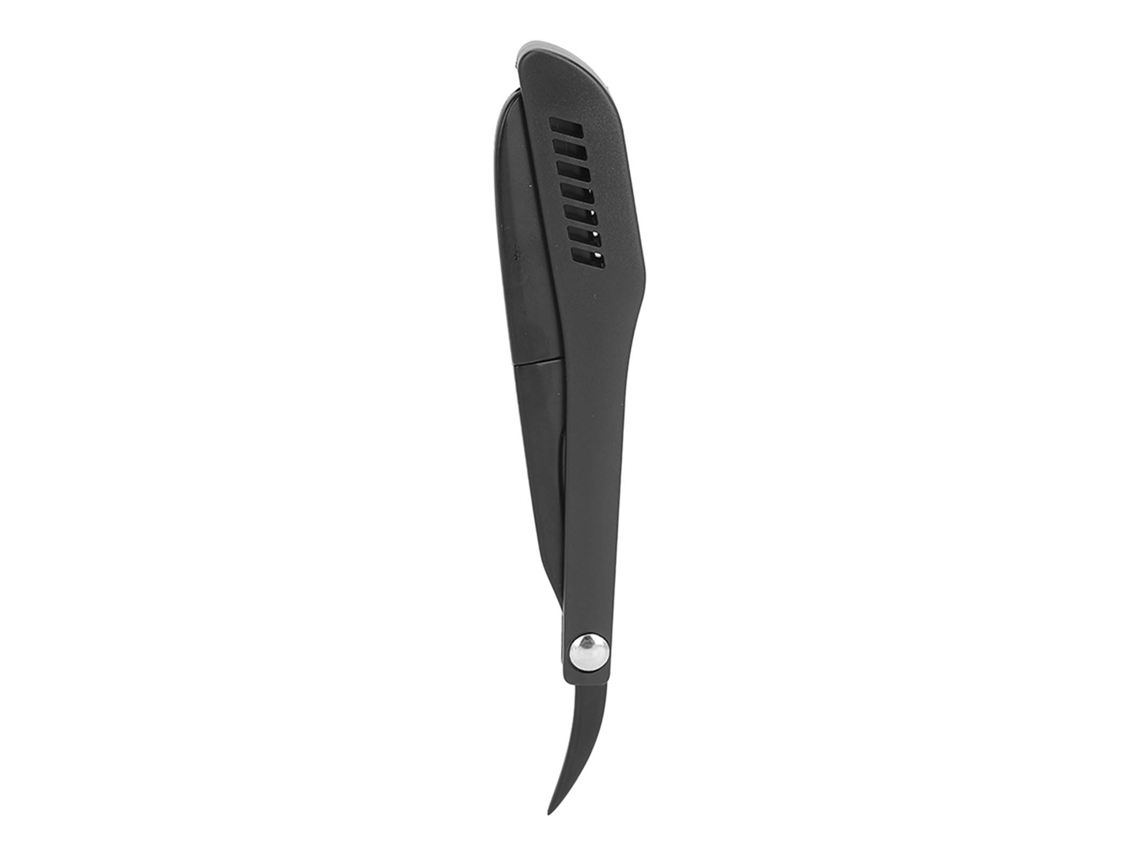 Aparador de barba manual dobrável vintage em aço inoxidável para homens, preto.