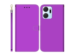 Capa De Celular For Honor X7a Com Superfície Espelhada E Abertura Horizontal Em Couro.