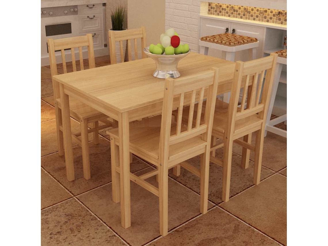 Conjunto Mesa Com 4 Cadeiras / Madeira