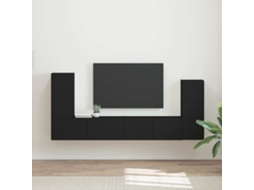 Vidaxl Conjunto De Móvel De Tv 4 Pcs Preto Madeira Processada