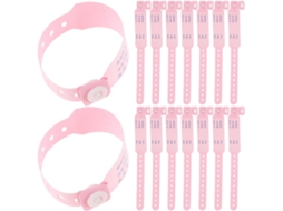 Pulseira de identificação médica ajustável Alipis para recém-nascidos, 100 unidades, PVC rosa, para uso hospitalar.
