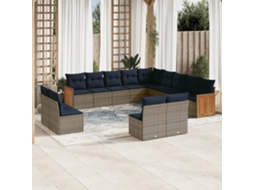 Vidaxl Conjunto De Sofá De Jardim Com 13 Peças E Almofadas Em Rattan Sintético Cinza
