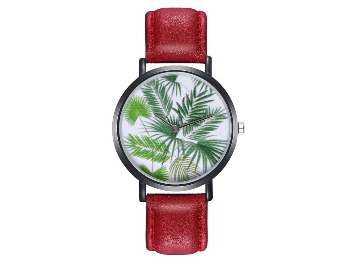 Relógio feminino de quartzo em couro, estilo simples e elegante, vermelho Zlf0215-h