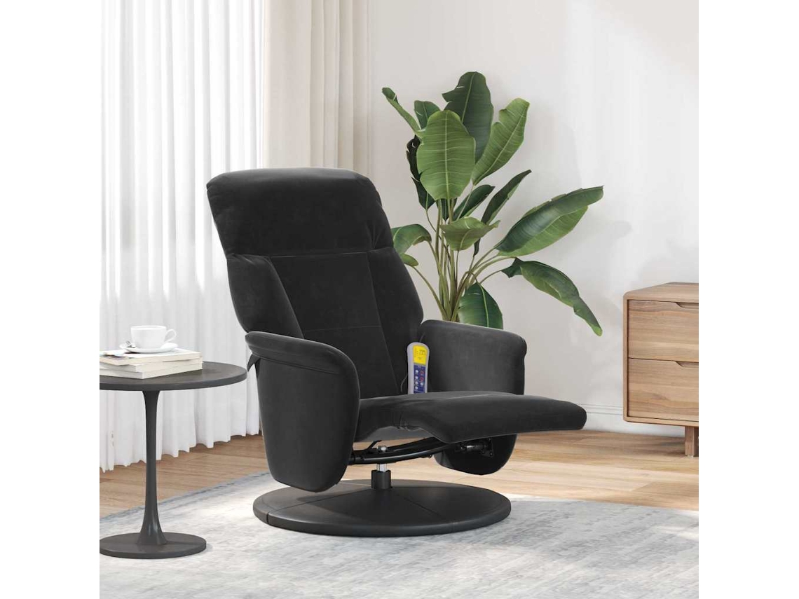 Vidaxl Cadeira De Massagem Recliner Preto 91 X 71 X 105 Cm Veludo