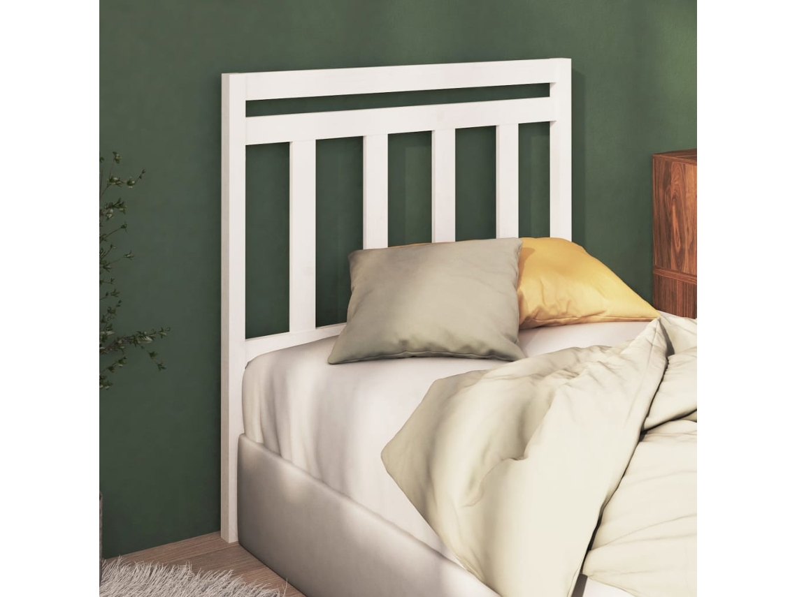 Cabeceira De Cama 96x4x100 Cm Pinho Maciço Branco