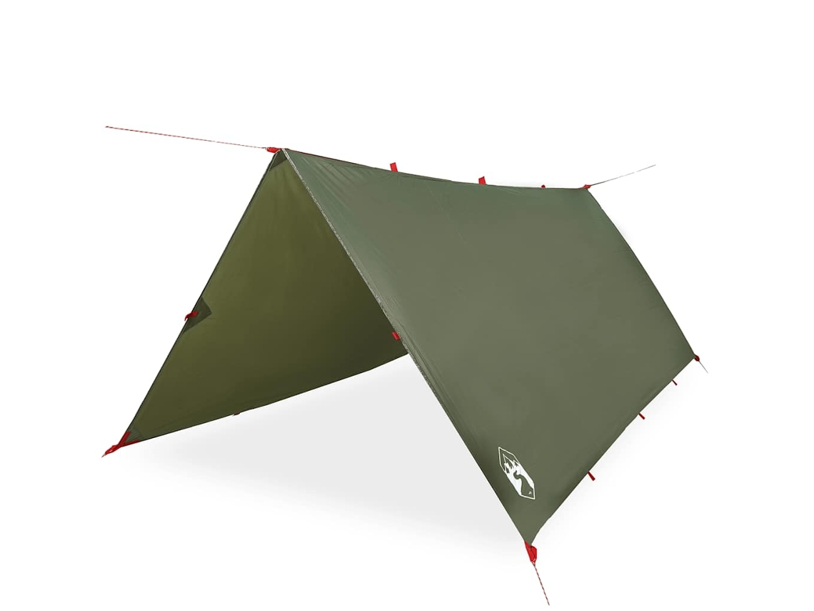 vidaXL Lona de campismo 366x306 cm impermeável verde azeitona