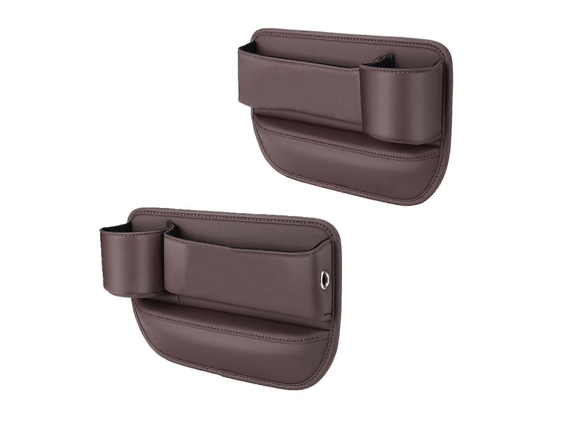 Conjunto De 2 Organizadores De Couro Para Espaço Entre Os Bancos Do Carro Com Porta-copos E Carregamento Usb Para Chery Qq Marrom