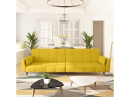 Vidaxl Sofá-cama 2 Lugares Com Duas Almofadas Veludo Amarelo