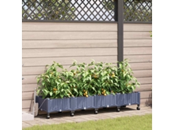 Vidaxl Jardineira Com Irrigação E Rodas 4 Unid. Cinzento Pp