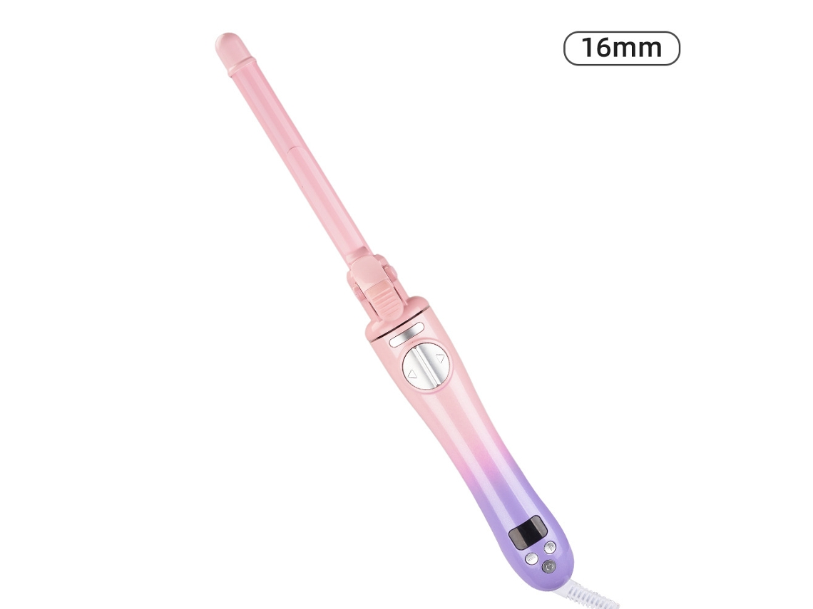 Modelador Automático Cabelo 16mm Roxo Rosa, Display Digital, Seco/molhado, Rotativo, Mini Urso, Franja, Norma Europeia.