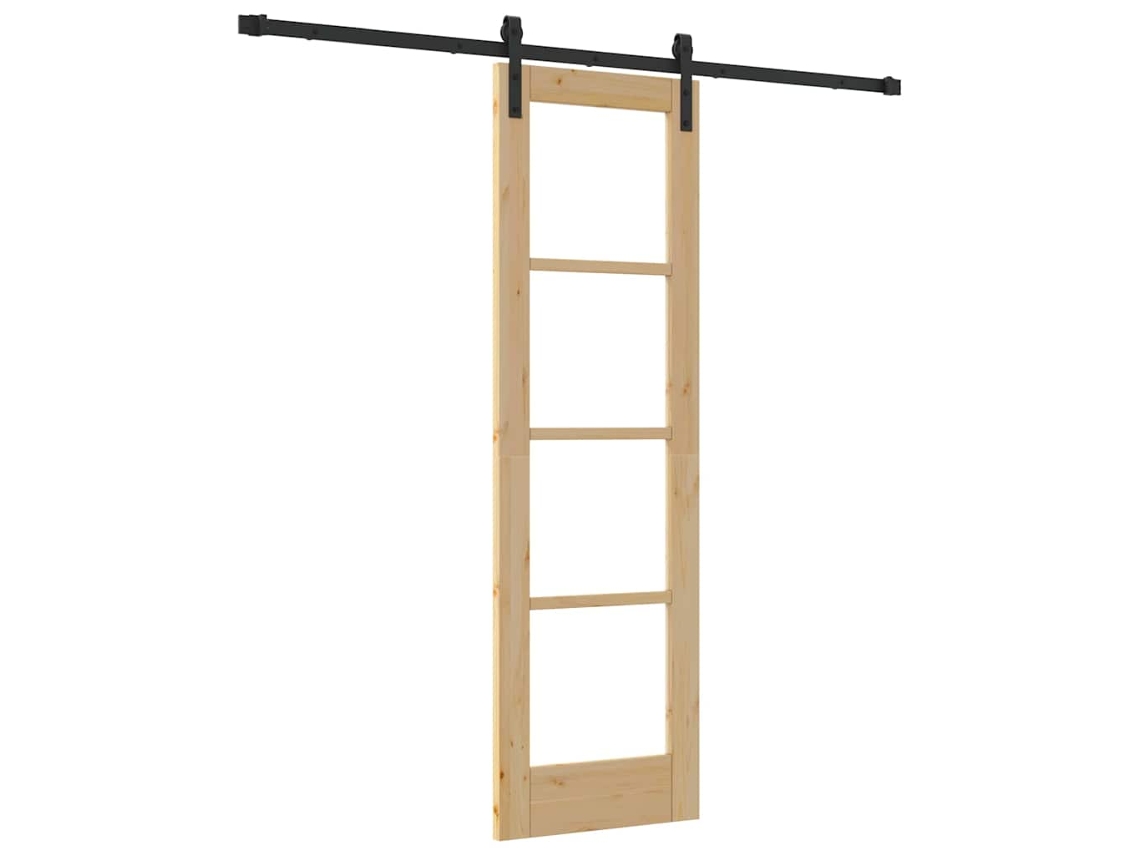 Conjunto 1 Porta Deslizante Vidaxl Castanho Madeira De Pinho Maciça (61 X 198,5 Cm)
