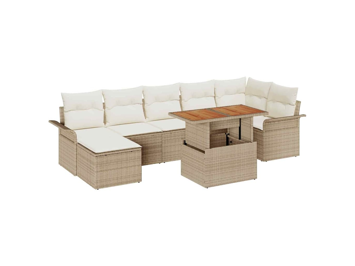 Maison Exclusive - Conjunto De Sofá De Jardim 8 Pcs Bege Rattan Sintético