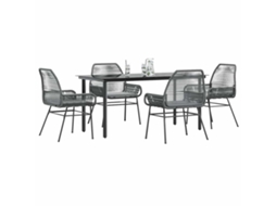 Vidaxl Conjunto Jantar Jardim 5 Peças Almofadas Vidro Vime Cinzento Pe