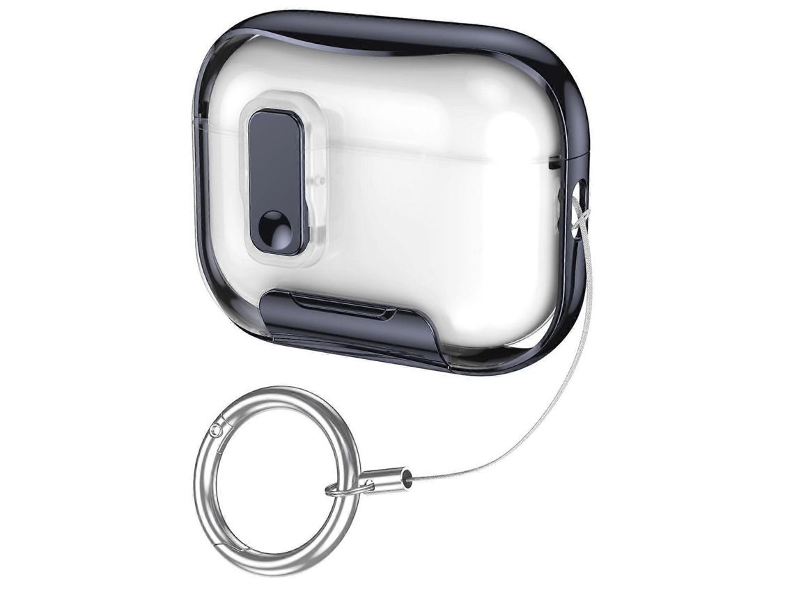 Capa protetora transparente revestida com vidro com acabamento eletrogalvanizado, trava invisível e clipe de anel de metal para AirPods Pro 3. GIECY