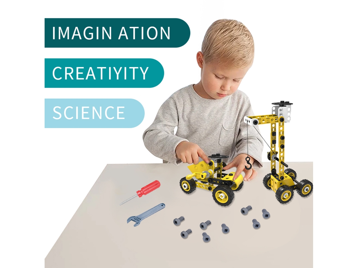 Brinquedos De Montagem Stem 100 Peças 8 Em 1 Blocos De Engenharia Veículos Construção Brinquedos Educativos Para Crianças