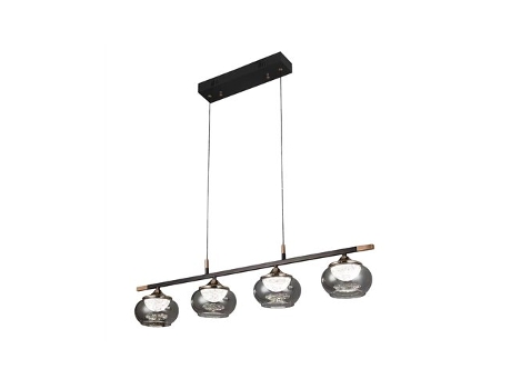Fita Led Suspensa Pompeya Com 4 Luzes Com Controle Remoto Ip20 30 130x91x15cm Cor Preta Fabrilamp (28w 3cct 2520lm)