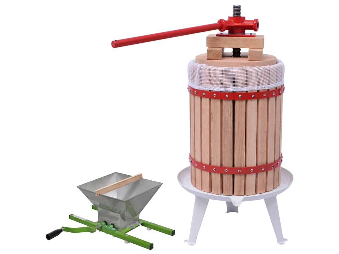 Vidaxl 2 Pcs Conjunto De Prensa E Triturador De Fruta E Vinho