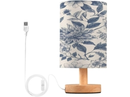 Abajur De Cabeceira Led Com Estampa Floral, Portas Usb, Luminária De Mesa, Luminária De Leitura, Luminária De Mesa Para