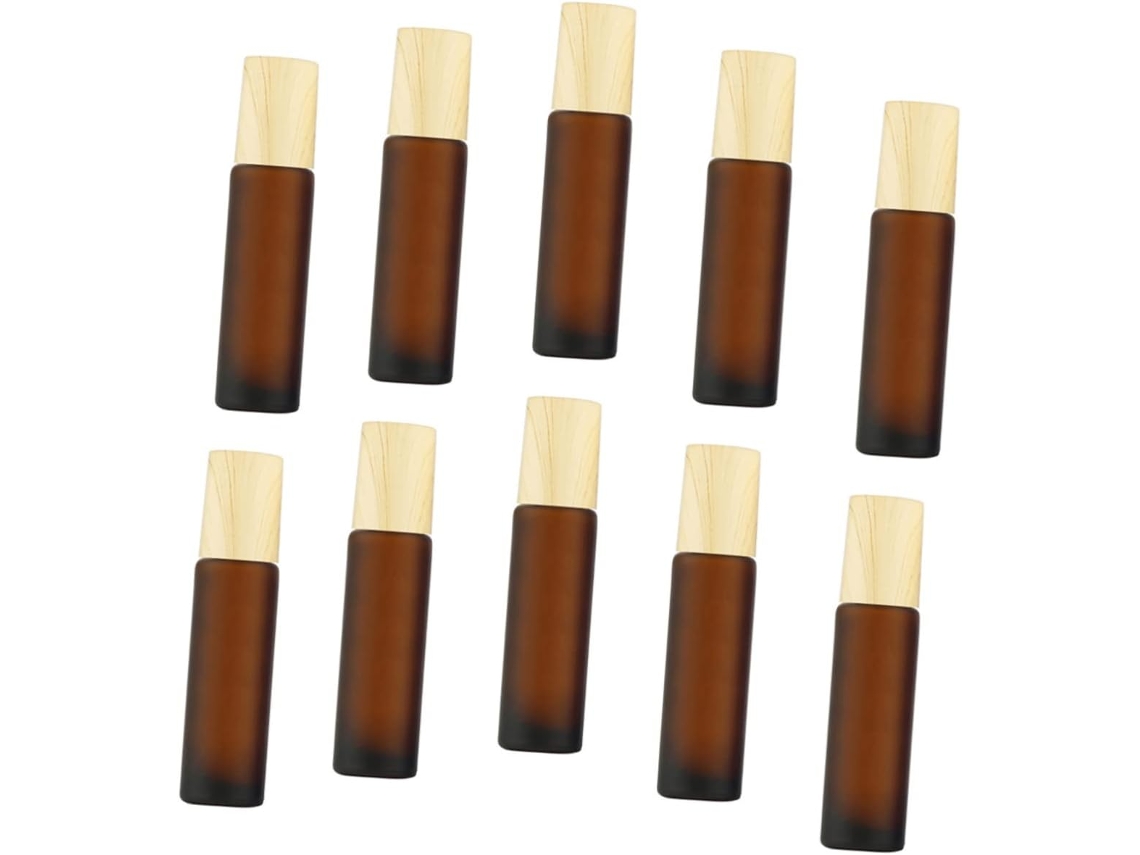 Conjunto De 10 Frascos Roll-on Marrons Recarregáveis Para Óleos Essenciais, Em Vidro, Para Viagem