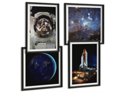Galeria De Pinturas Murais Padrões Abstratos Em Branco E Preto Moldura Preta Quadros Para O Escritório Espelharte (conjunto De 4 Imagens)